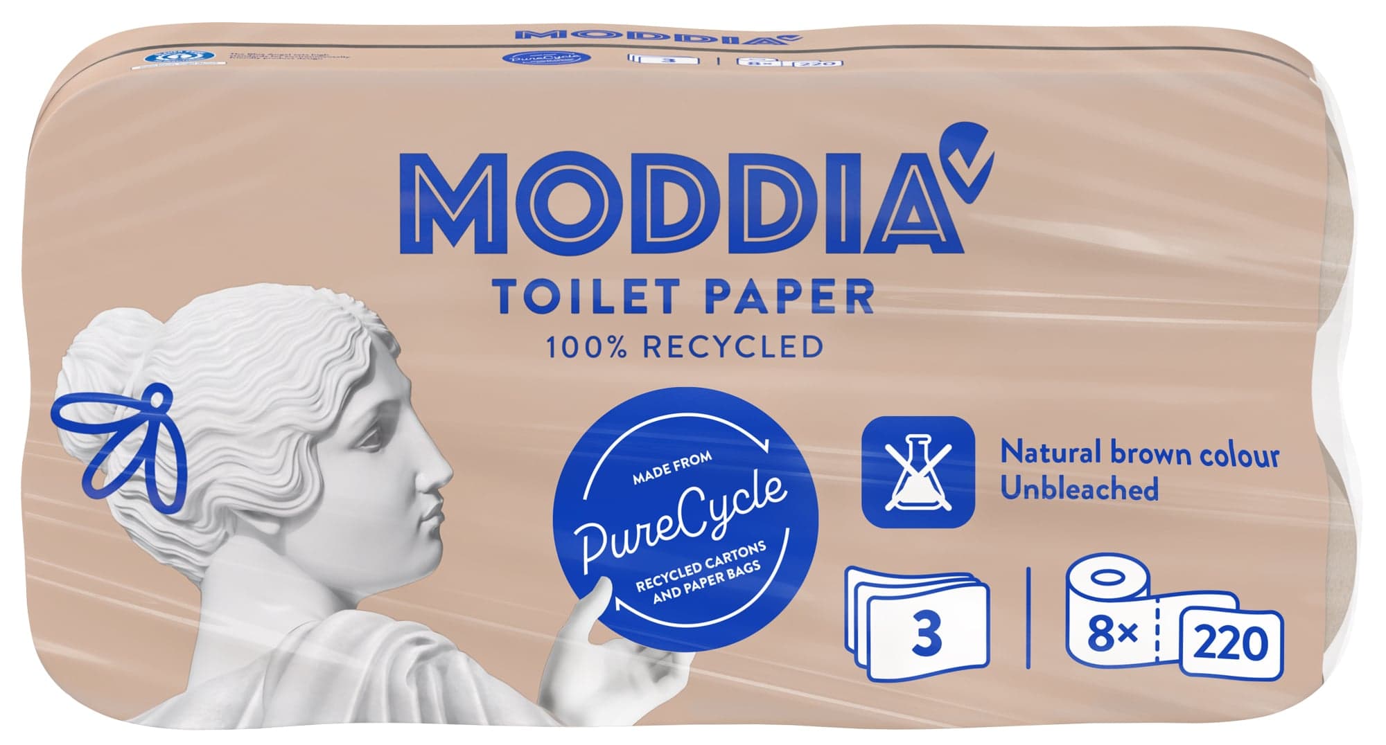 Moddia Toaletní papír PureCycle 3vrstvý, 8 ks