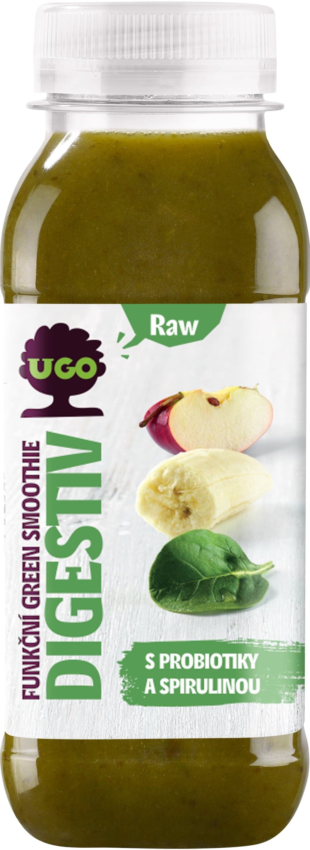 UGO Funkční smoothie Digestiv – jablko, banán, špenát, spirulina