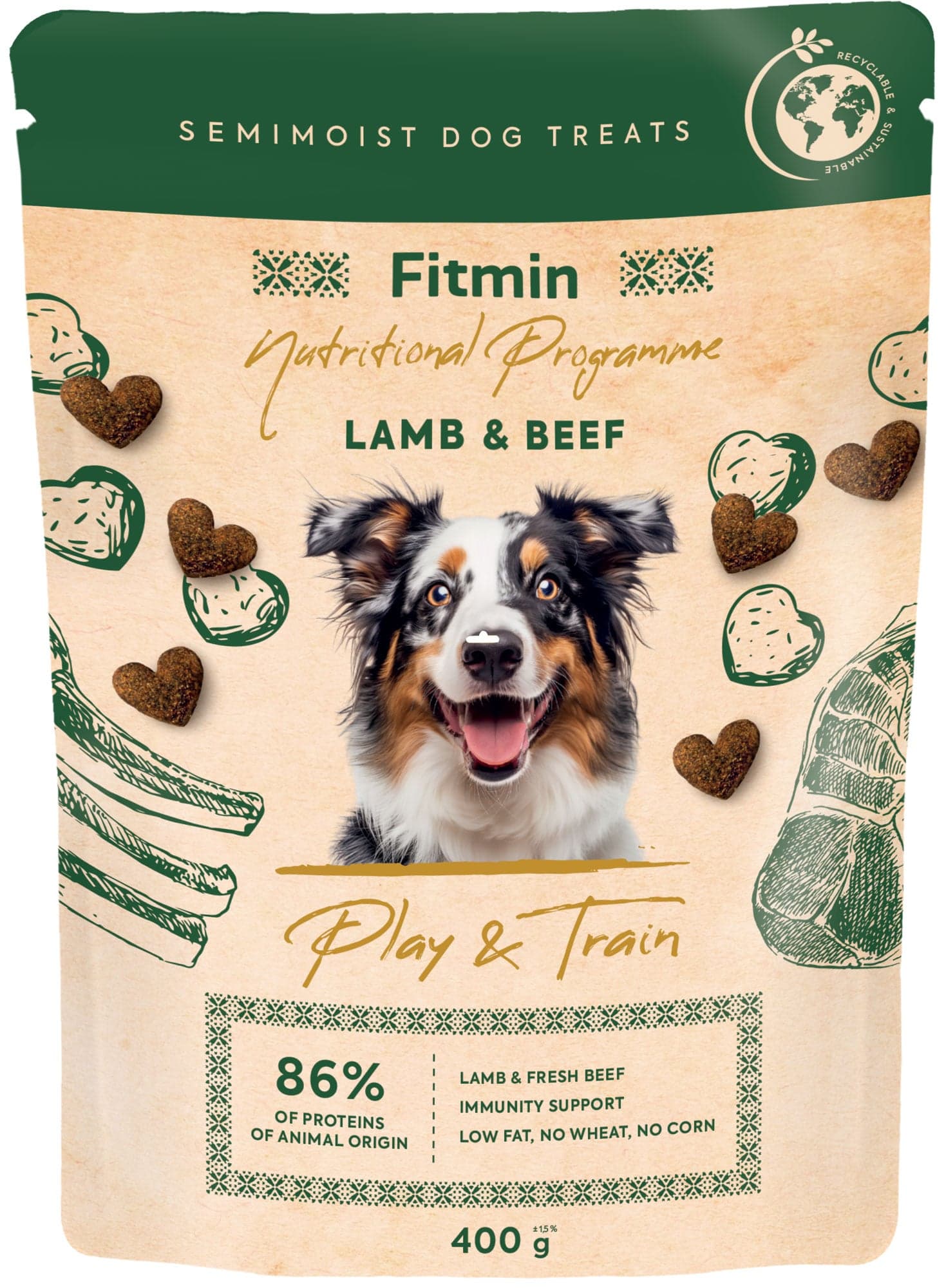 Fitmin NP Play and Train Lamb & Beef výcvikový pamlsek