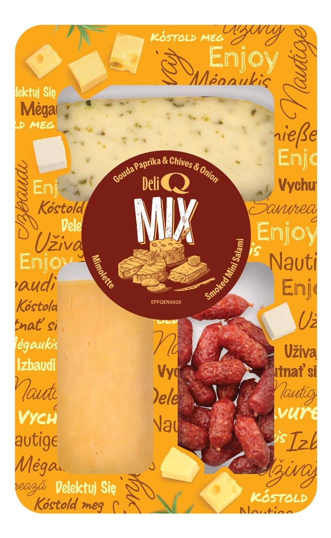 Deli Q Mix Gouda, mimolette a mini salami