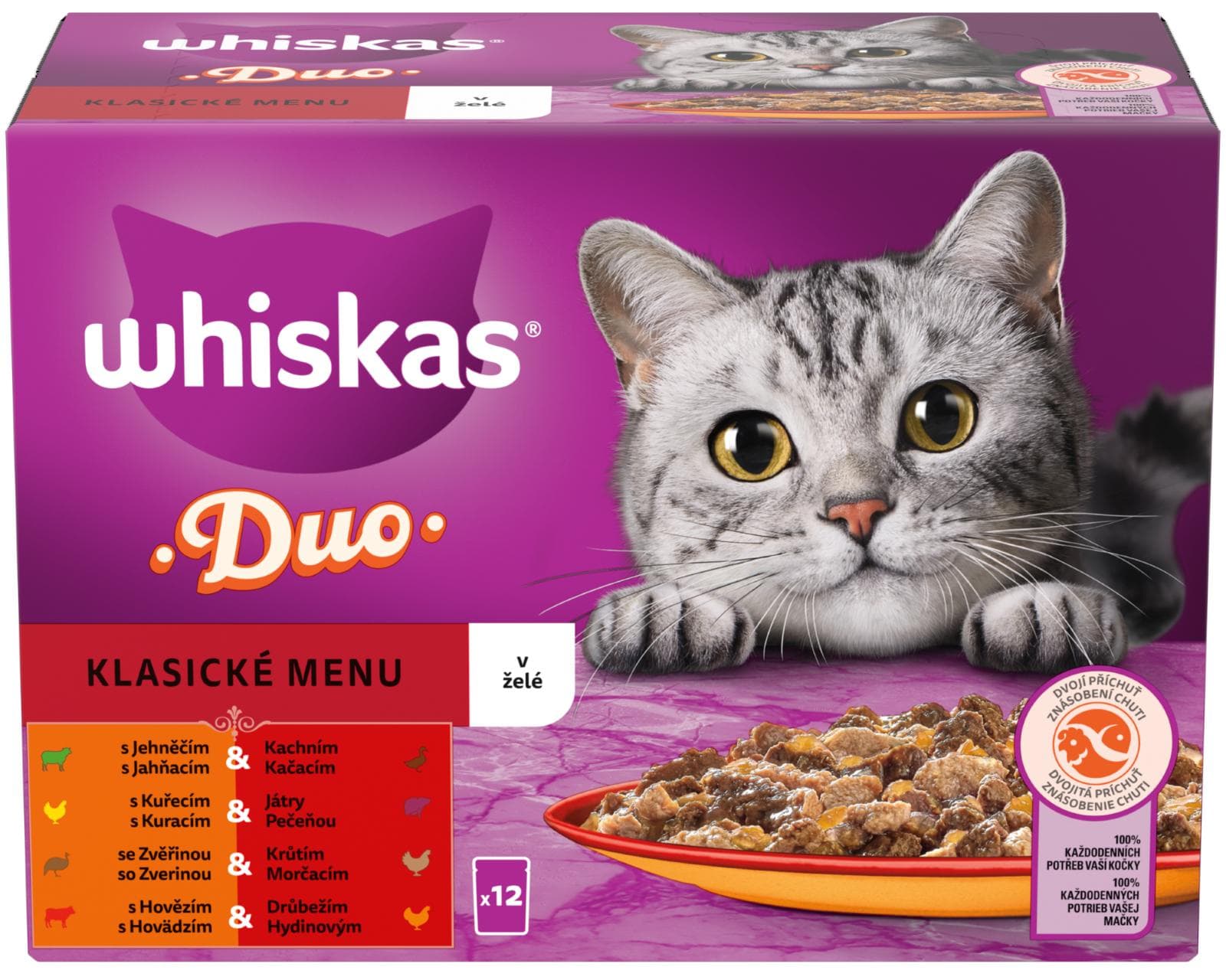 Whiskas Duo Klasik kapsičky v želé pro dospělé kočky 12×85 g