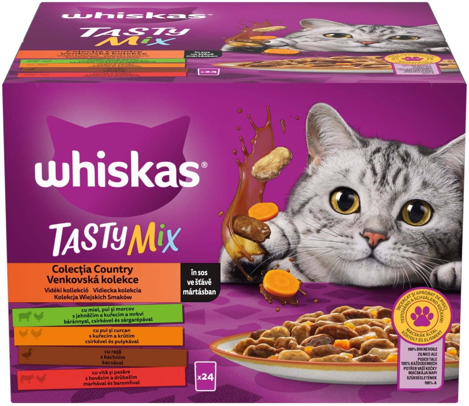 Whiskas Tasty mix Country kapsičky ve šťávě pro dospělé kočky 24×85 g
