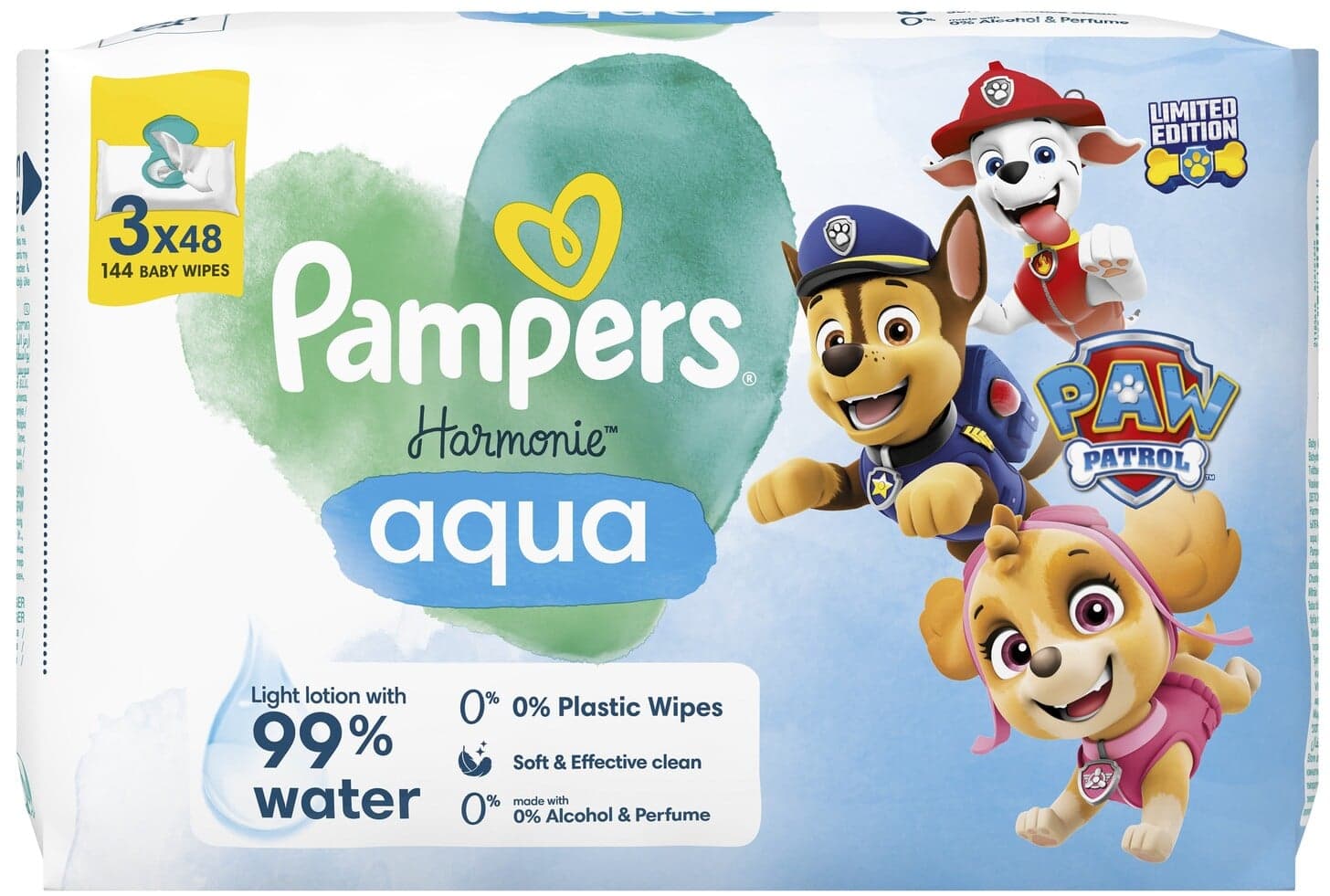 Pampers Harmonie Aqua dětské čisticí ubrousky 3×48 ks