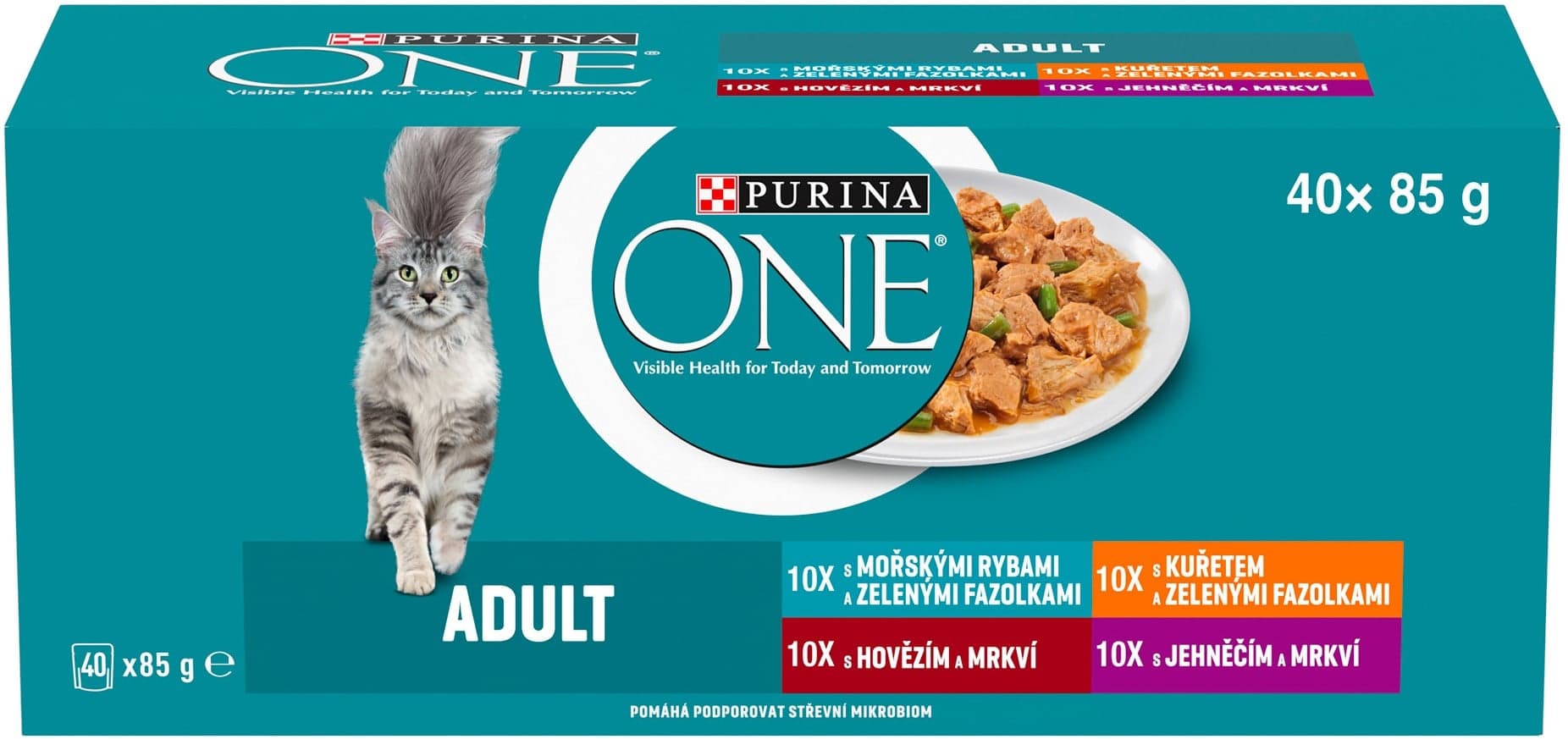 Purina ONE Adult kapsičky pro kočky jehněčí, mořské ryby, kuře, hovězí ve šťávě 40×85 g