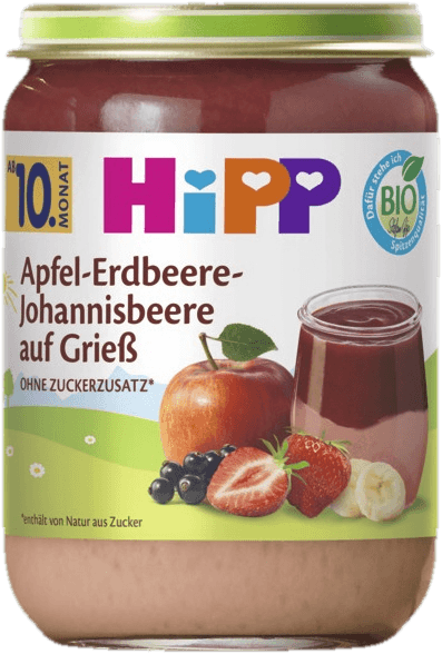 HiPP BIO Krupička s jablky, jahodami a černým rybízem