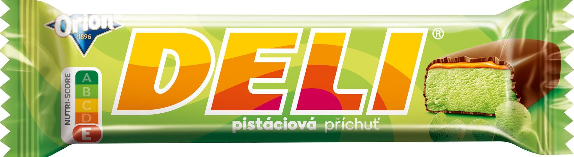 Orion Deli pistáciová tyčinka s náplní v hořké čokoládě