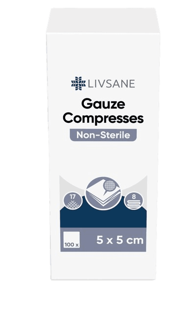 LIVSANE Nesterilní gázové kompresy 5x5cm 100ks