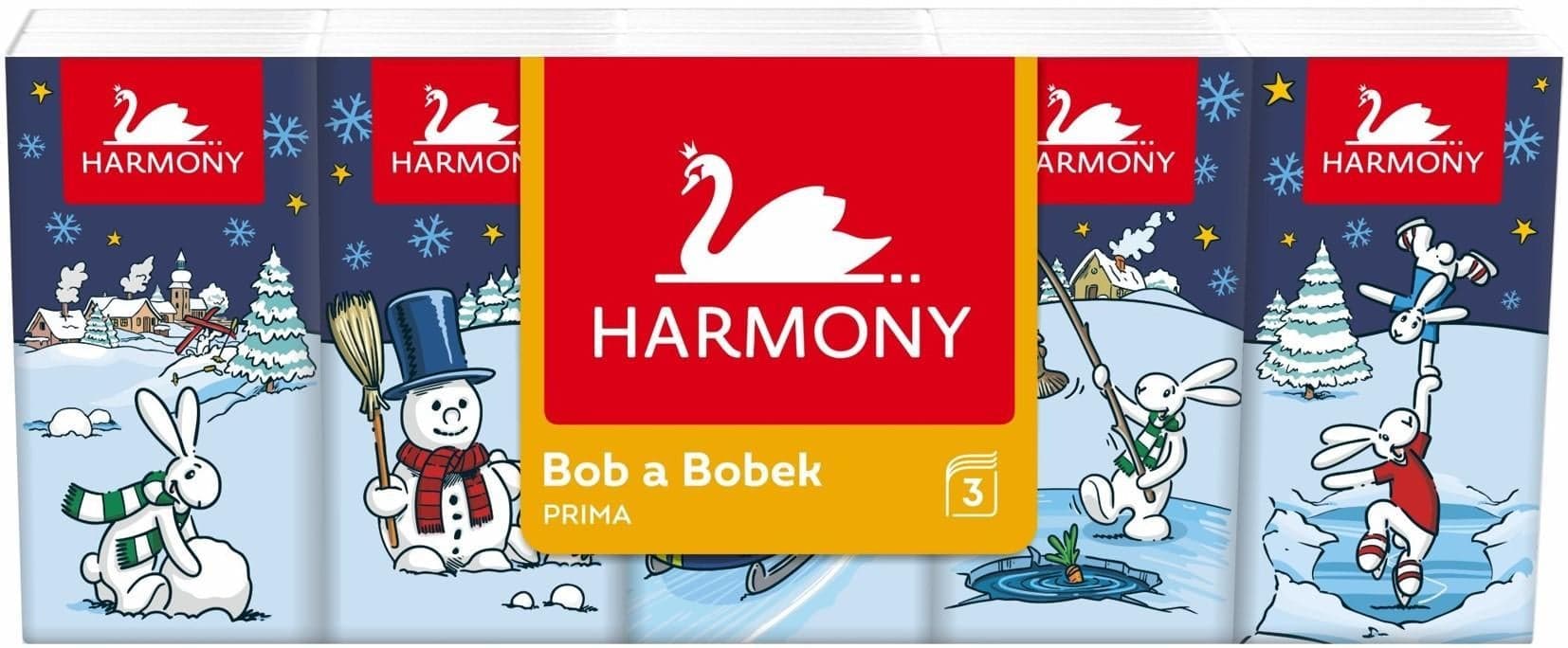 Harmony Prima Bob a Bobek papírové kapesníky 3vrstvé, 10×10 ks