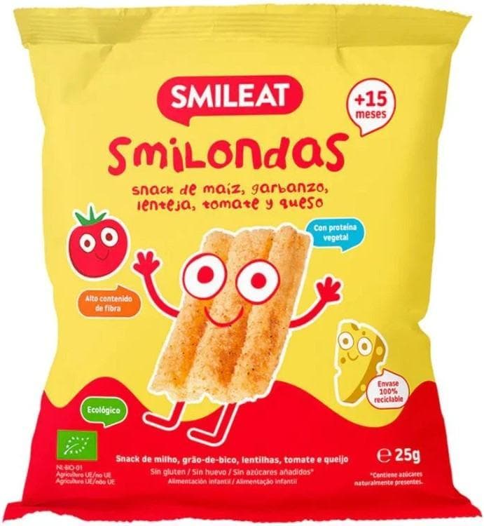 Smileat BIO Kukuřičné křupky cizrna, čočka, rajče a sýr