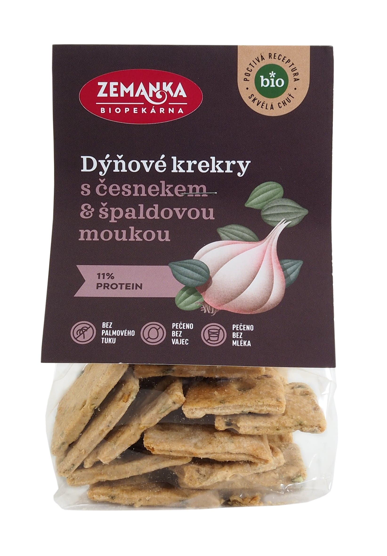 Biopekárna Zemanka BIO Dýňové krekry se špaldou a česnekem