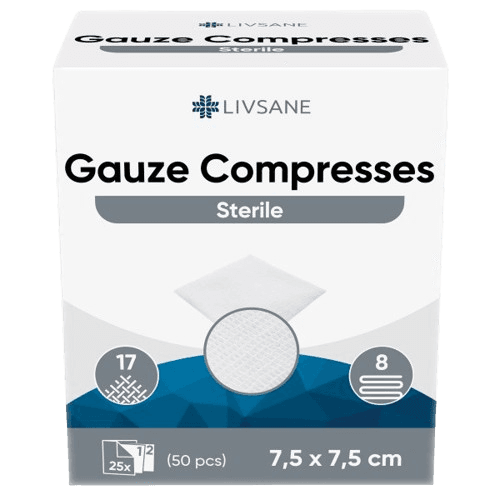 LIVSANE Sterilní gázové kompresy 7.5x7.5cm 25x2ks