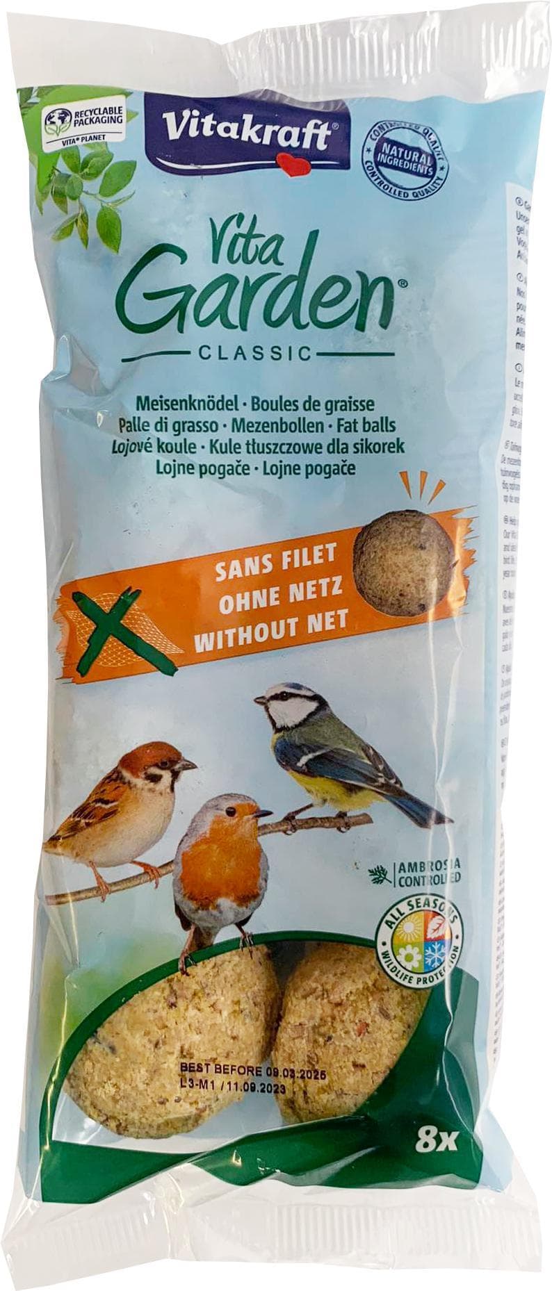 Vitakraft Lojové koule pro ptáky bez síťky (8×85 g)