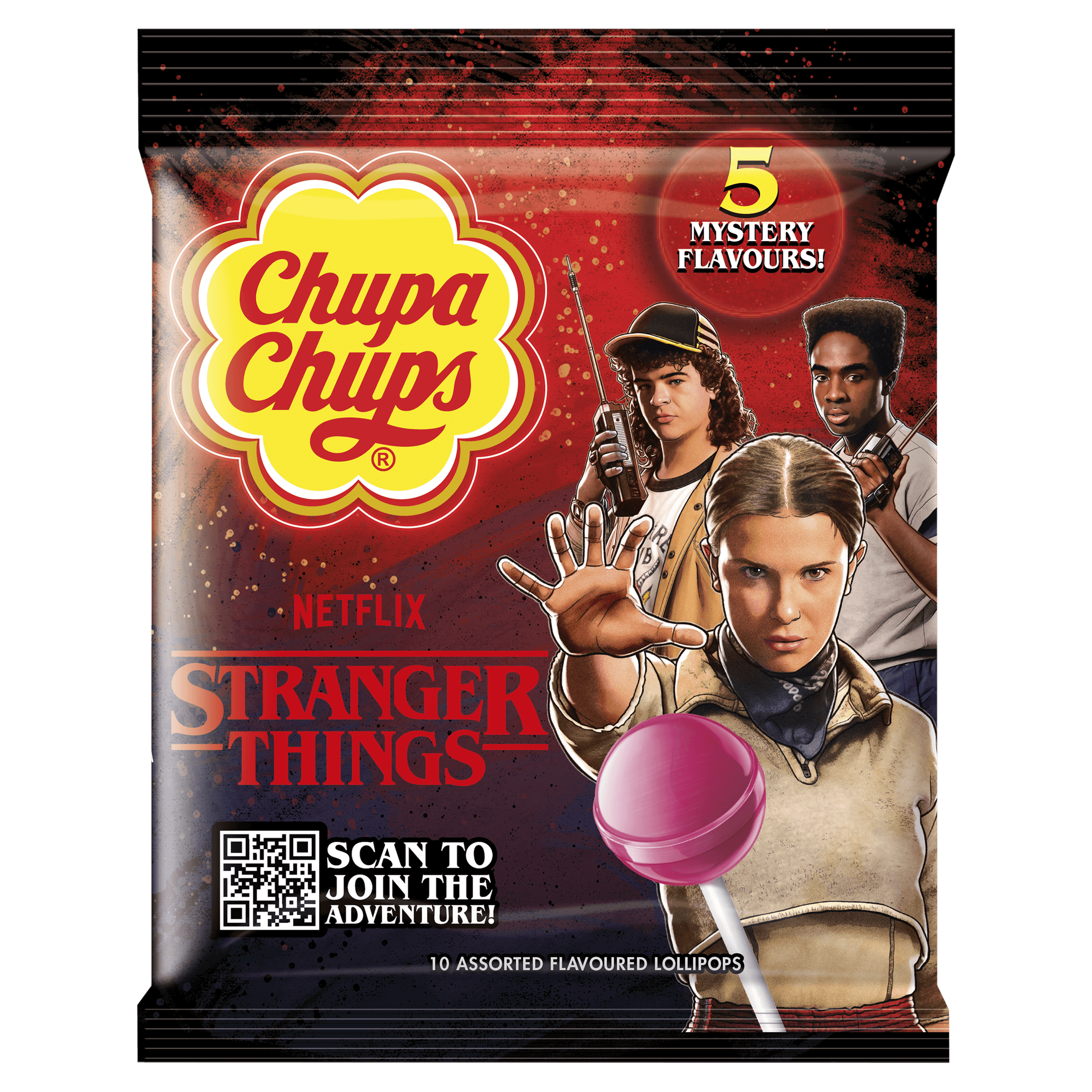 Chupa Chups Směs Stranger Things lízátek s různými příchutěmi