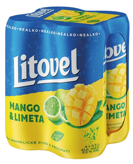 Litovel Mango a limeta nealko plech (4×0,5 l)
