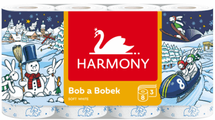 Harmony Soft White Bob a Bobek toaletní papír 3vrstvý, 8 ks