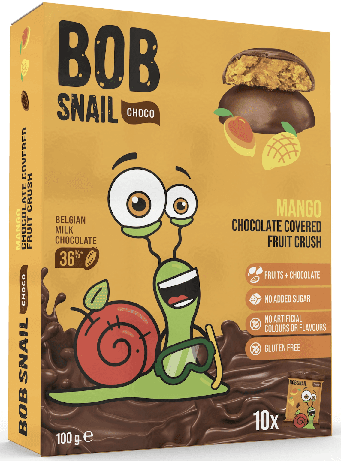 Šnek Bob Ovocná pochoutka v čokoládě mango