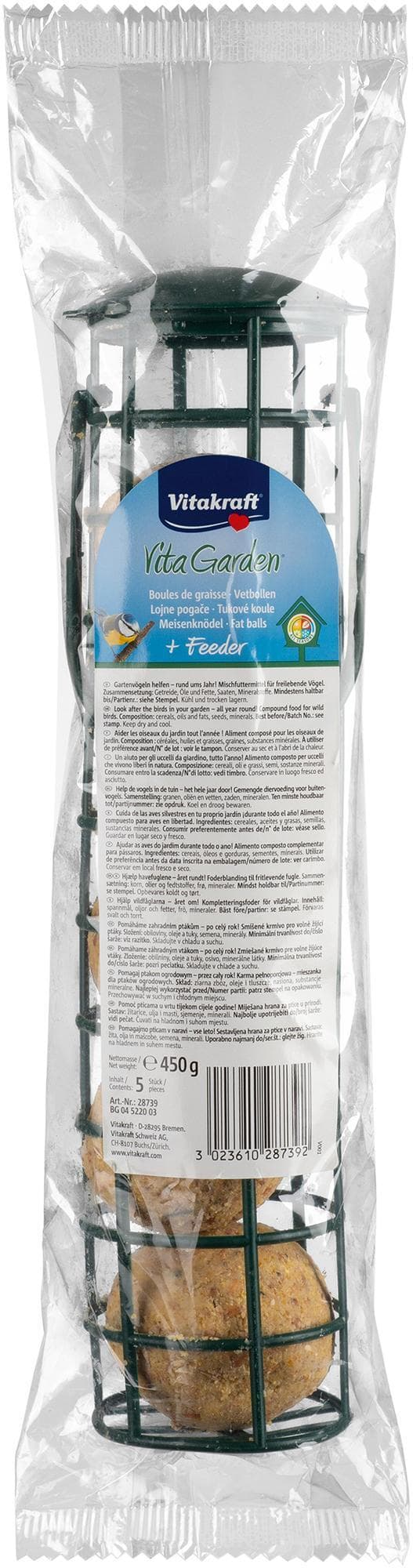 Vitakraft Lojové koule v krmítku pro ptáky (5×90 g)