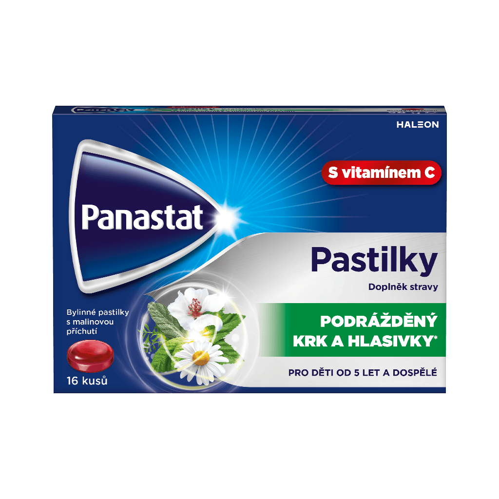 Panastat bylinné pastilky s vit.C př.malina 16ks