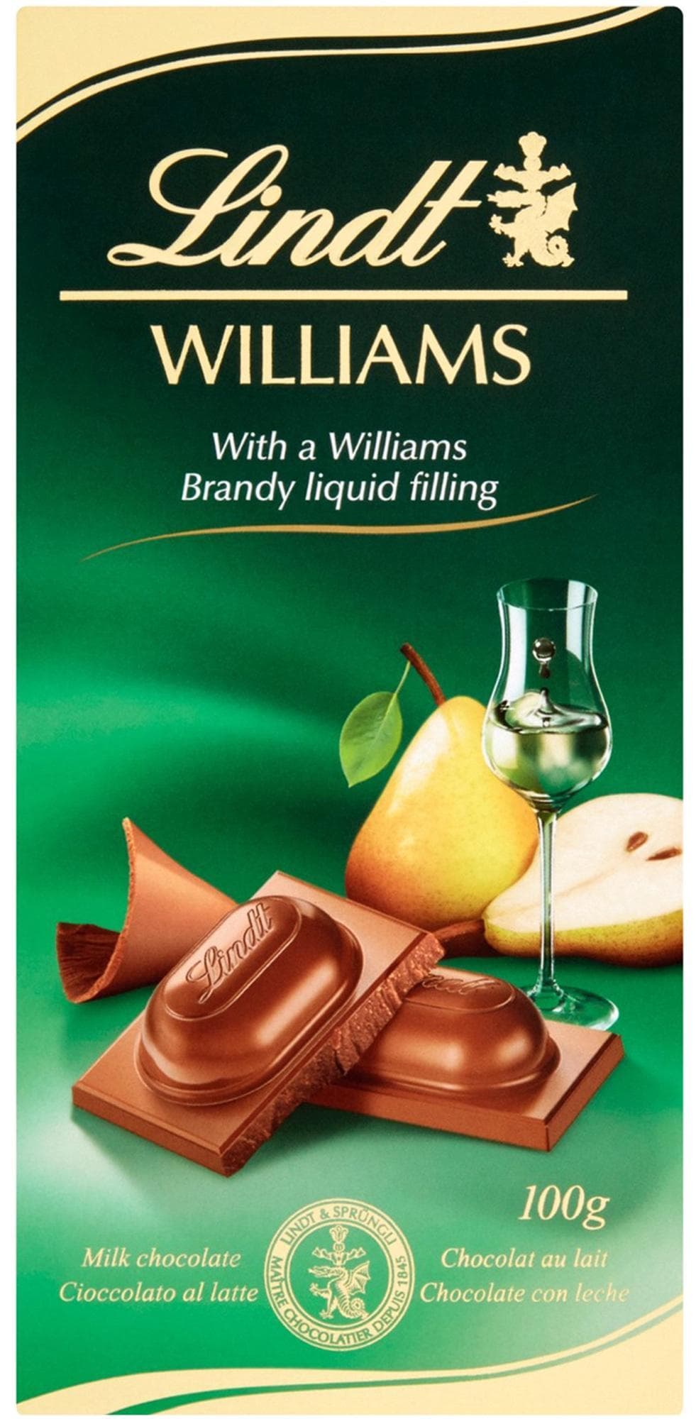 Lindt Méčná čokoláda s hruškovicí odrůdy Williams