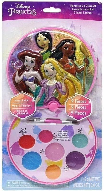 Disney Princes Sada balzámů na rty v pouzdře se štětcem a zrcátkem