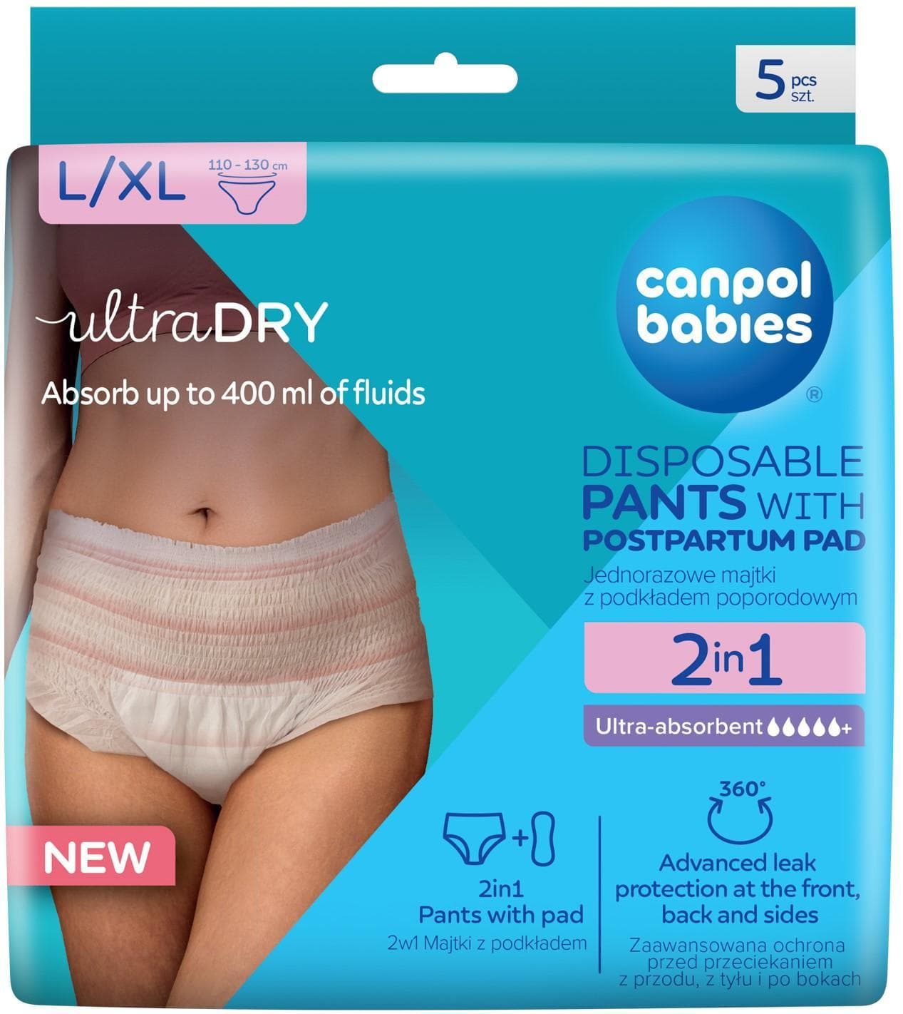 Canpol babies Jednorázové poporodní kalhotky s vložkou 2v1 L/XL