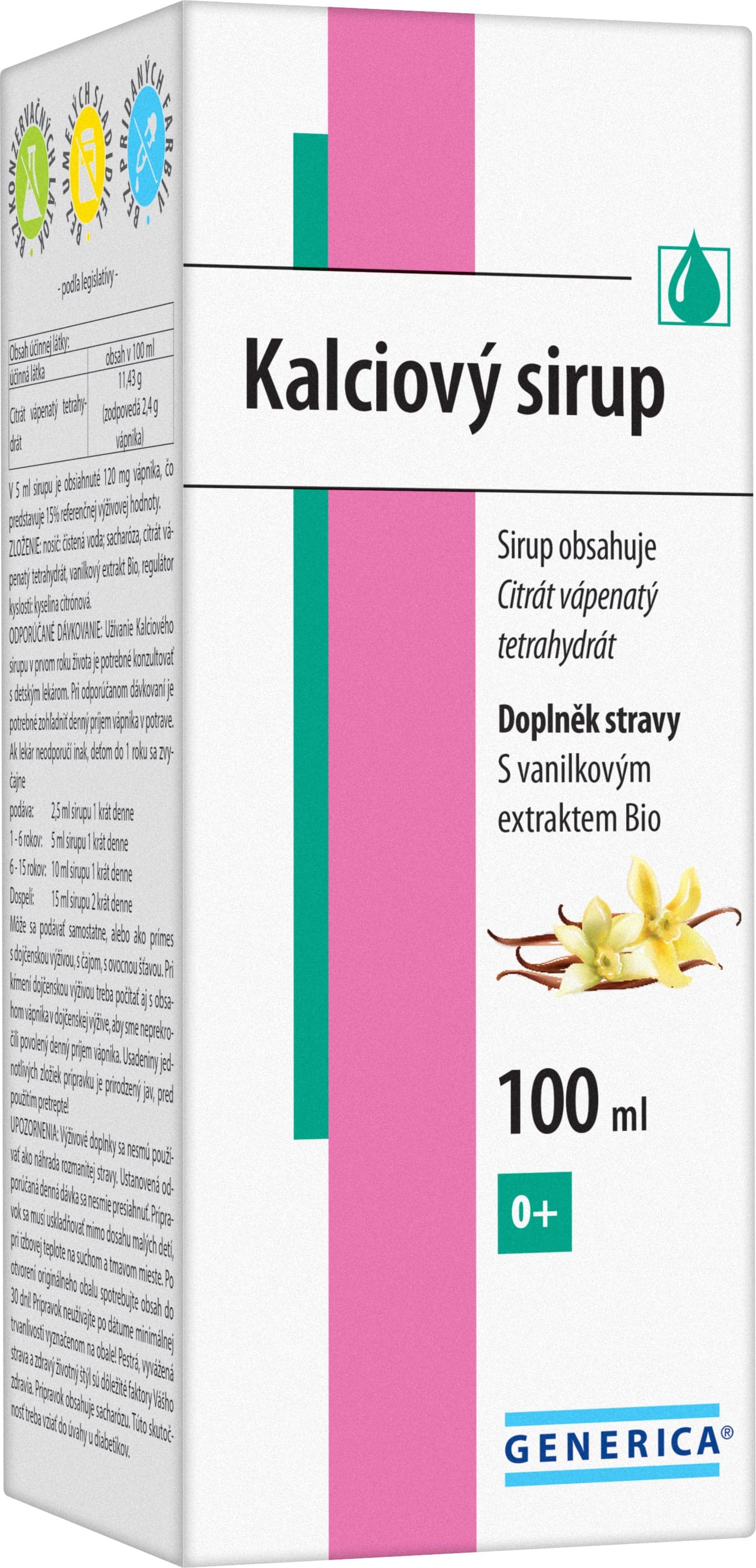 Kalciový sirup 100ml Generica