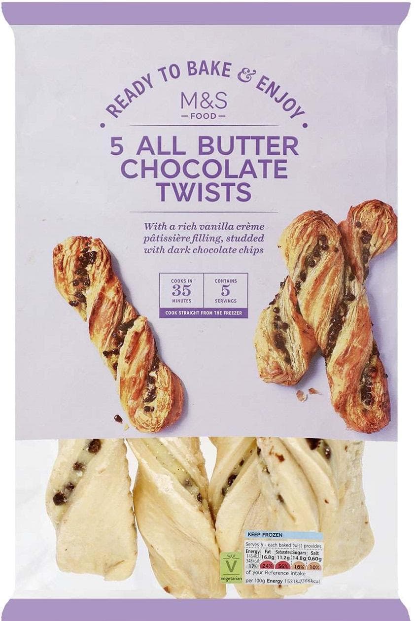 Marks & Spencer Čokoládové twisty s krémem k dopečení