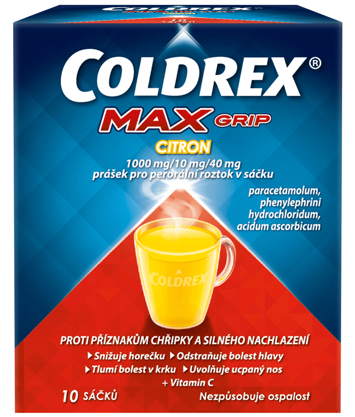 COLDREX MAXGRIP CITRON 1000MG/10MG/40MG Prášek pro perorální roztok v sáčku 10