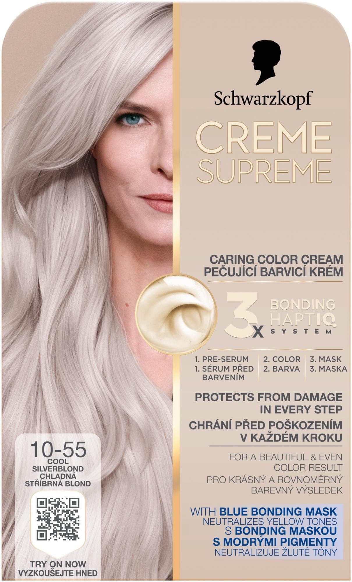 Schwarzkopf Creme Supreme barva na vlasy chladná stříbrná blond 10-55