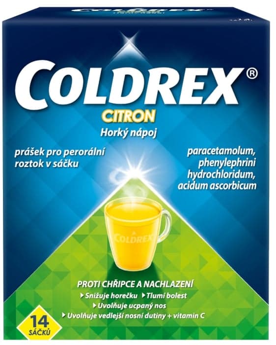COLDREX HORKÝ NÁPOJ CITRON 750MG/10MG/60MG Prášek pro perorální roztok v sáčku 14 II