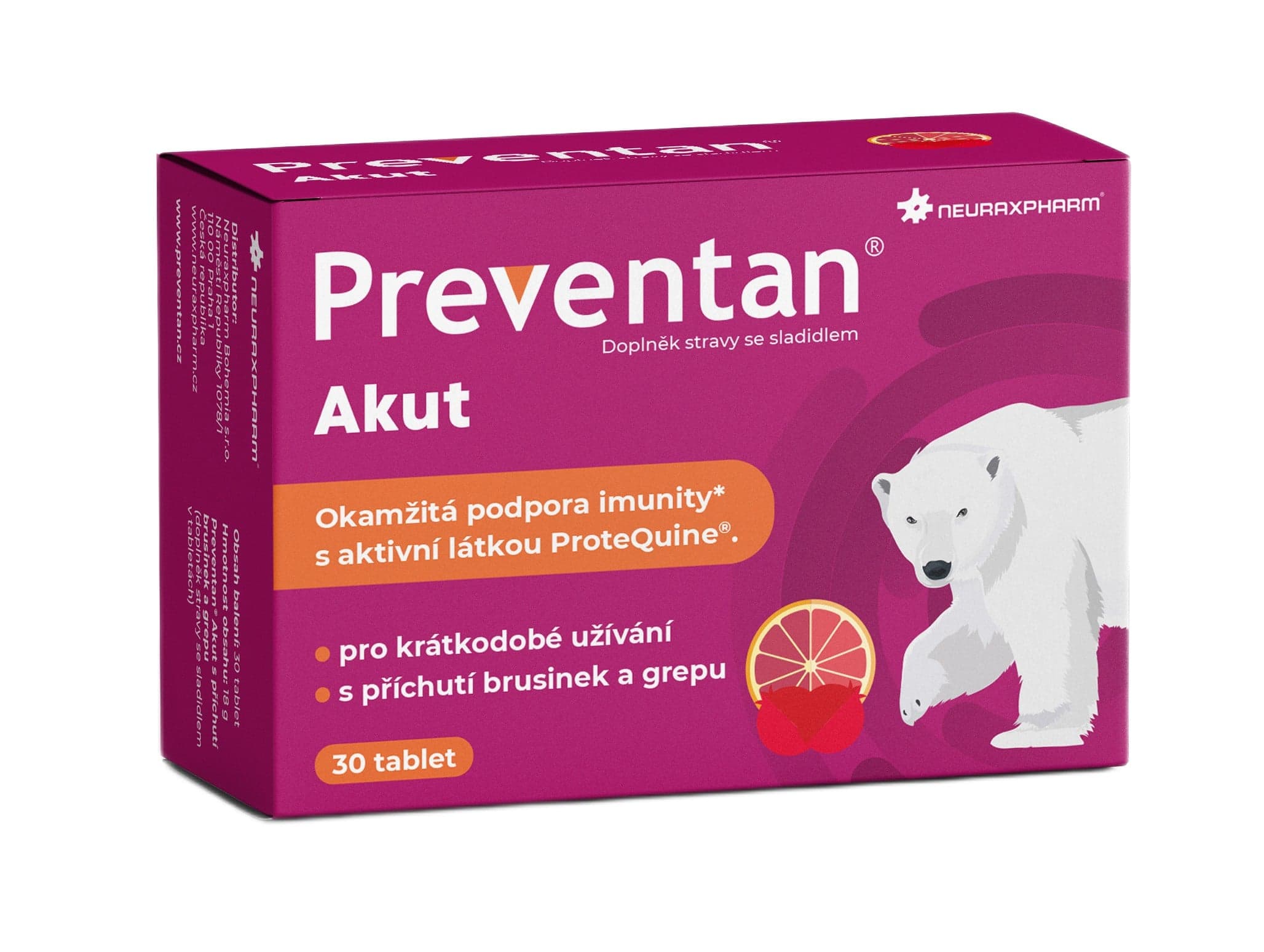Preventan Akut s příchutí brusinek a grepu tbl.30