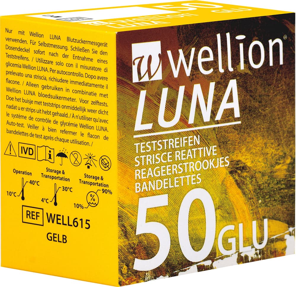 WELLION LUNA GLUKÓZOVÉ DIAGNOSTICKÉ PROUŽKY PROUŽKY DIAGNOSTICKÉ, TESTOVACÍ, DO GLUKOMETRU LUN