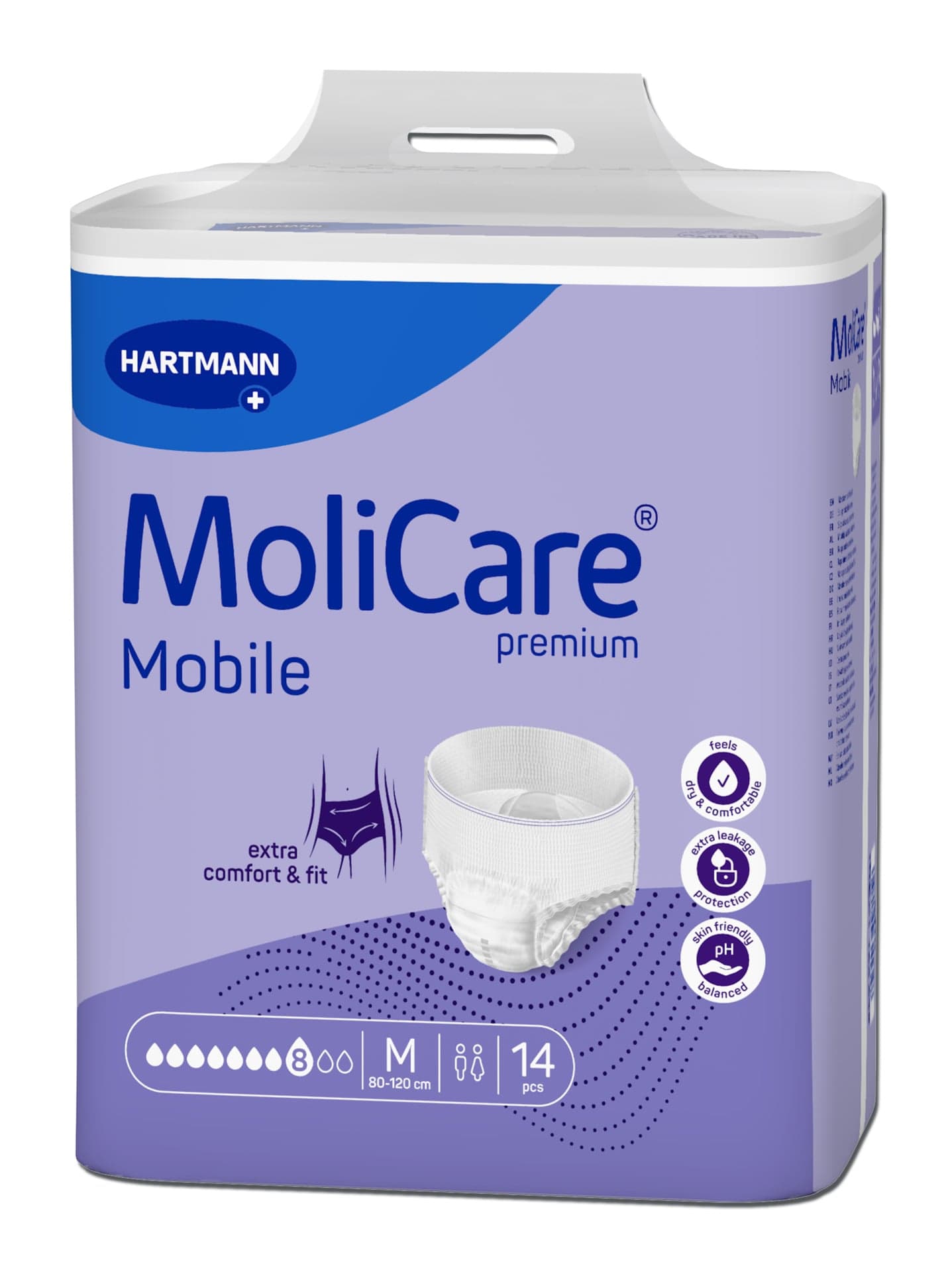 KALHOTKY NAVLÉKACÍ MOLICARE MOBILE 8 KAPEK M BOKY 80-120CM,2129ML,14KS