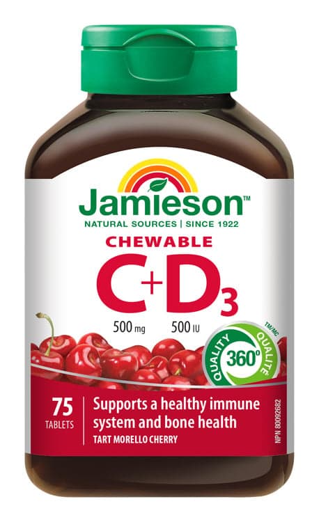 JAMIESON Vitamíny C a D3 třešeň cucací tbl.75