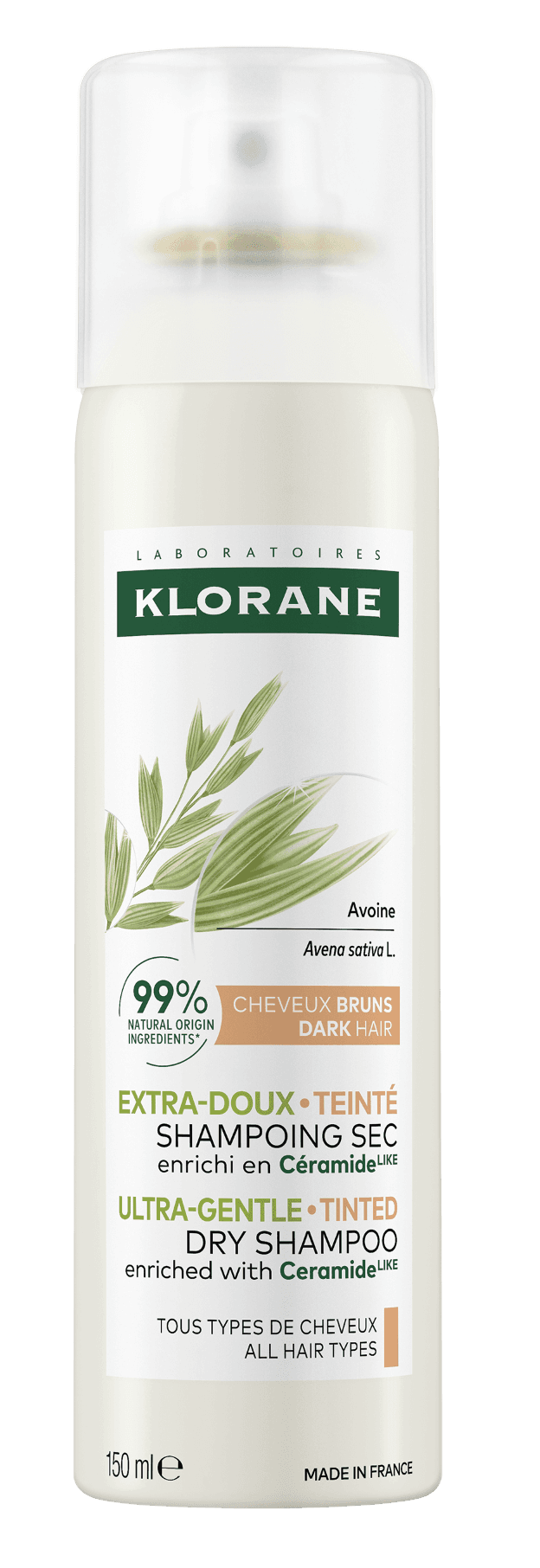 KLORANE Suchý šampon oves-tmavé vlasy 150ml