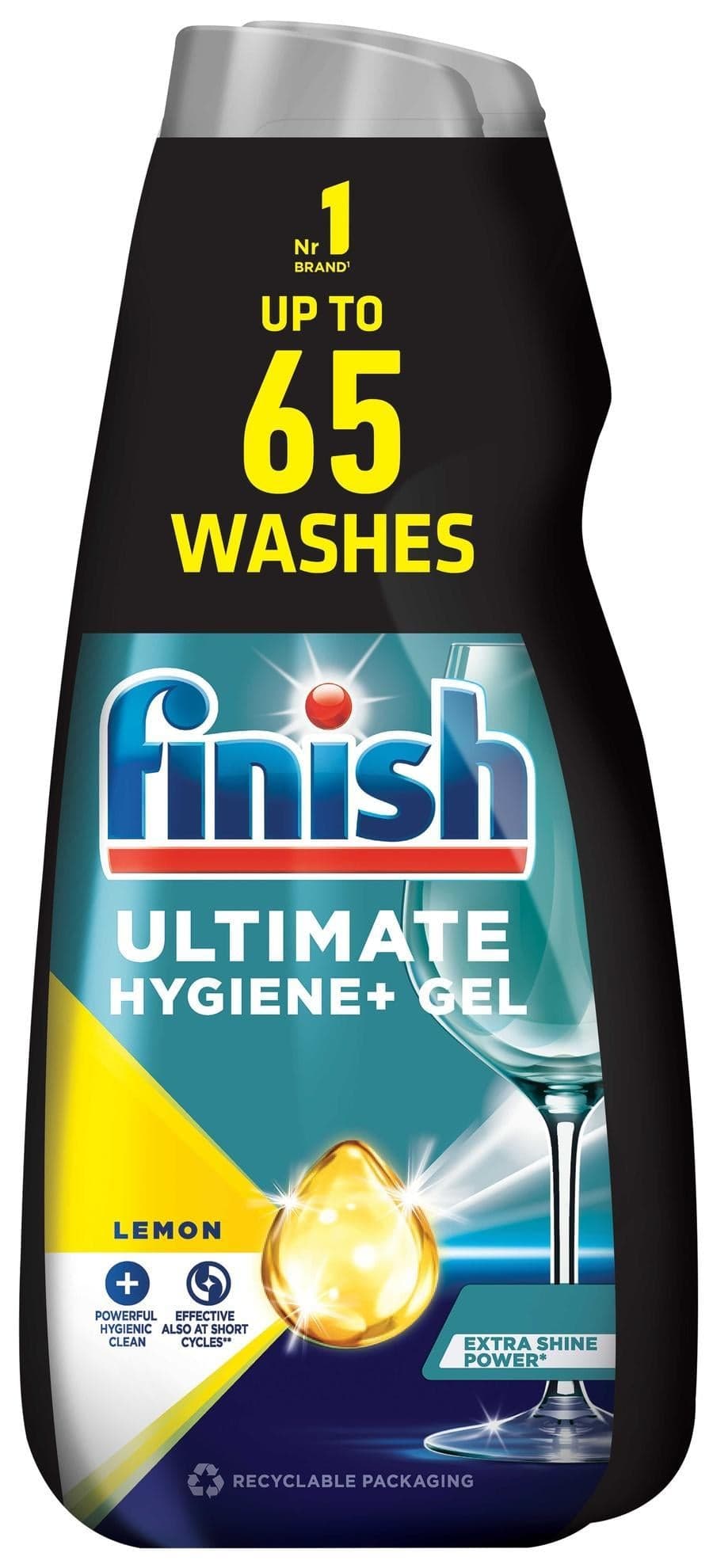Finish Lemon Ultimate Hygiene+ gel do myčky nádobí (2×0,65 l)