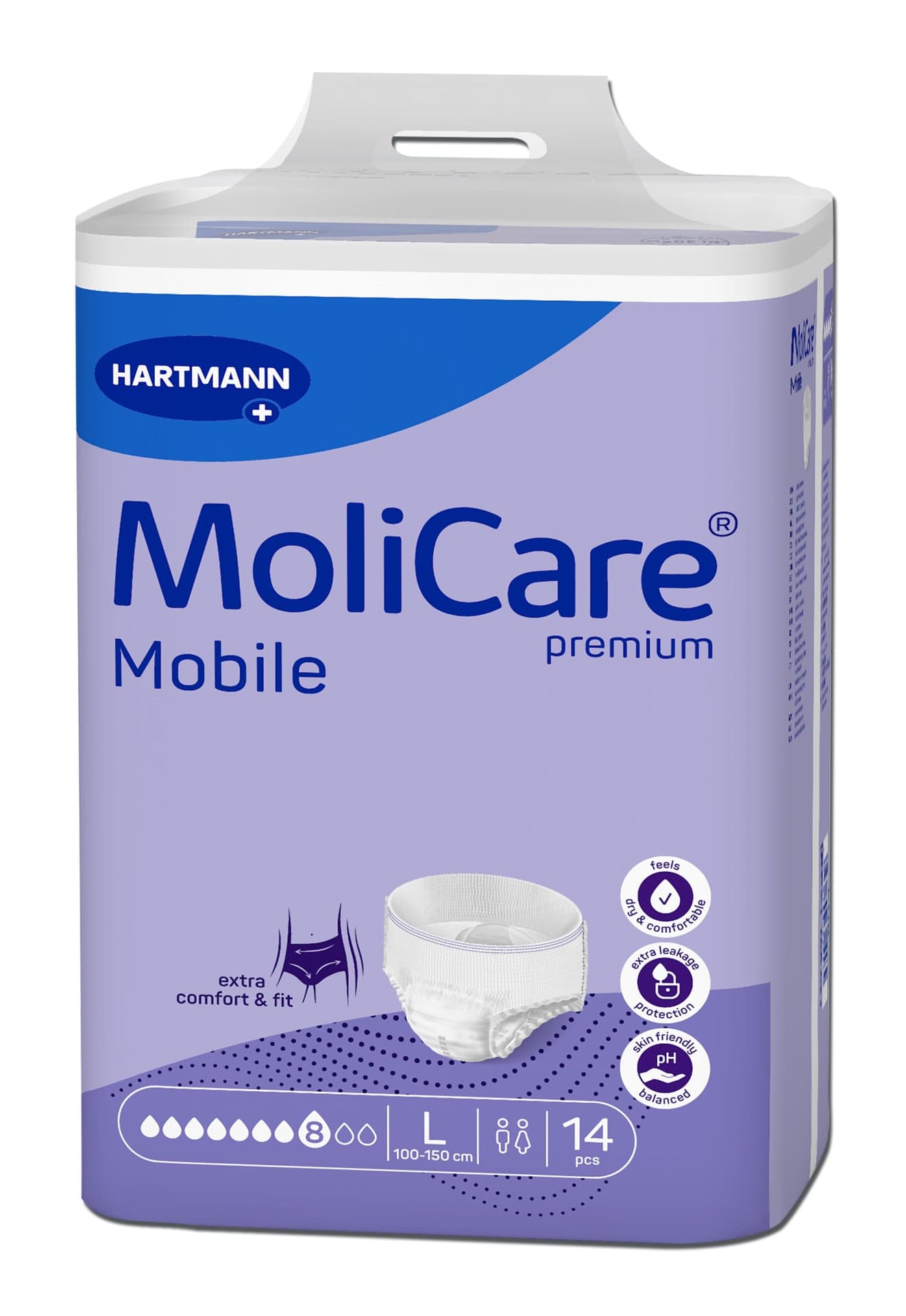 KALHOTKY NAVLÉKACÍ MOLICARE MOBILE 8 KAPEK L BOKY 100-150CM,2265ML,14KS