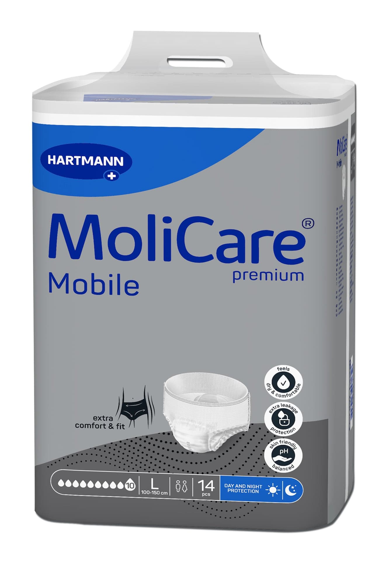 KALHOTKY NAVLÉKACÍ MOLICARE MOBILE 10 KAPEK L BOKY 100-150CM,2568ML,14KS