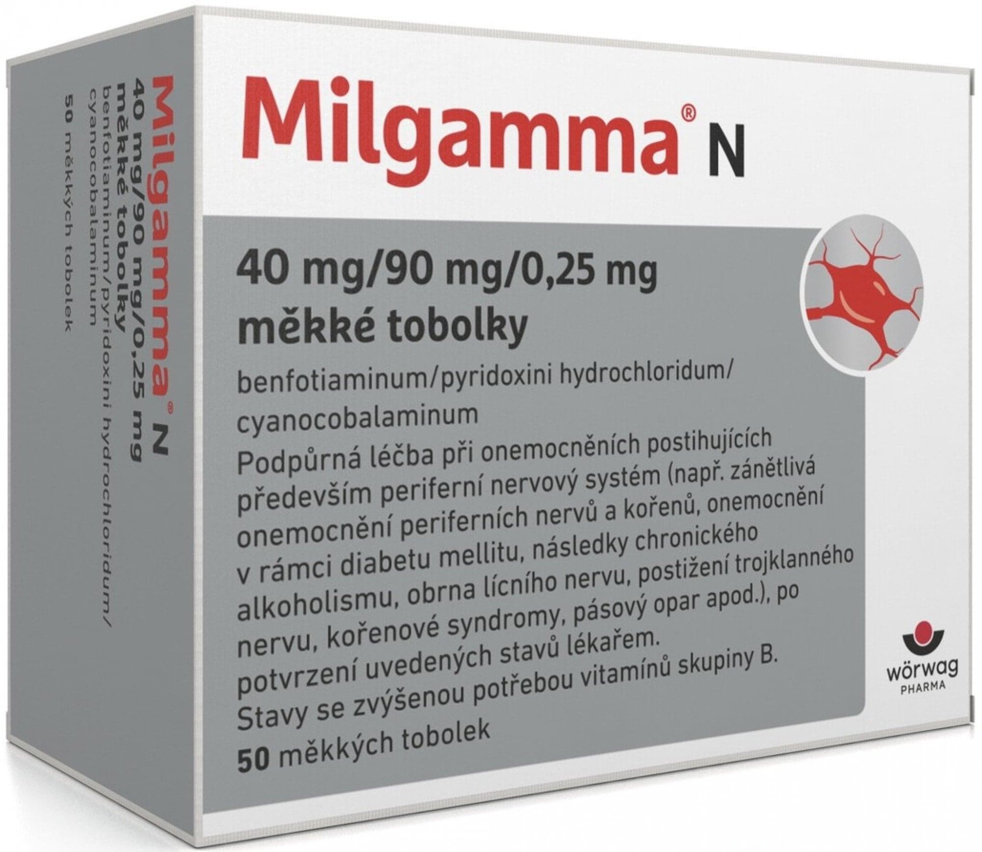 MILGAMMA N 40MG/90MG/0,25MG Měkká tobolka 50