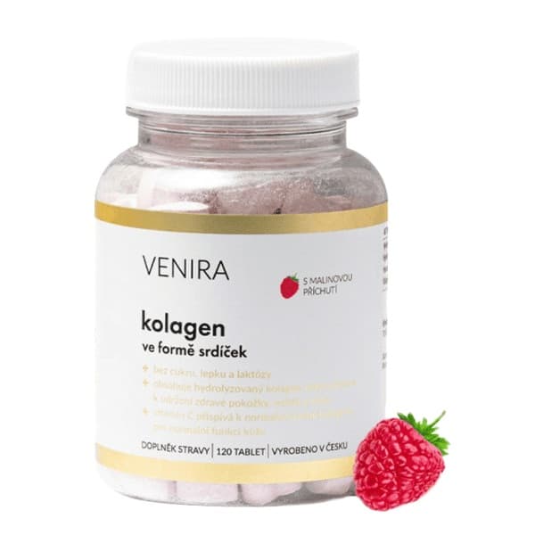 Venira Kolagen ve formě srdíček malina tbl.120