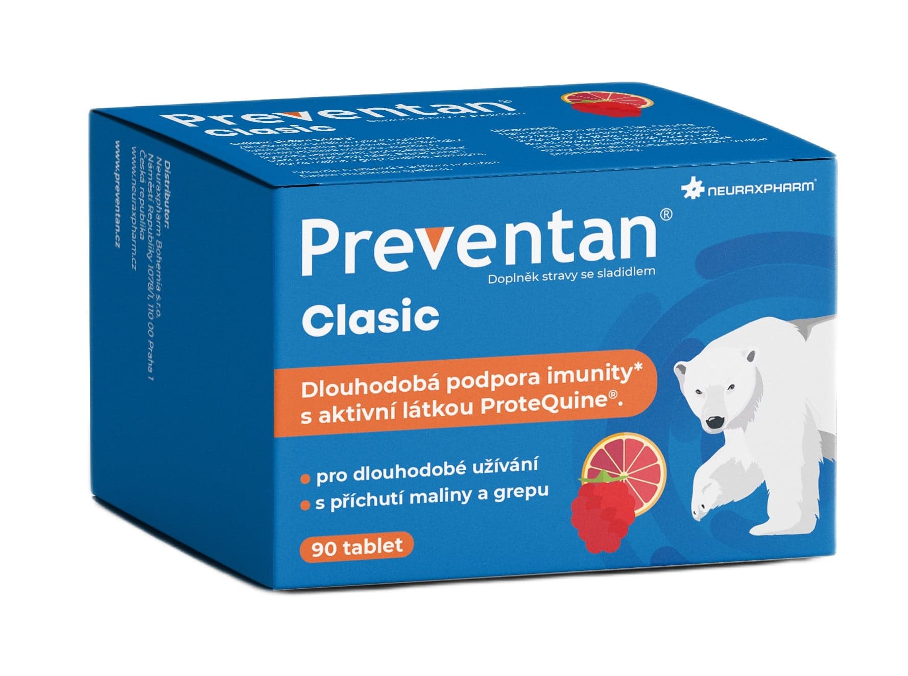 Preventan Clasic s příchutí maliny a grepu tbl.90