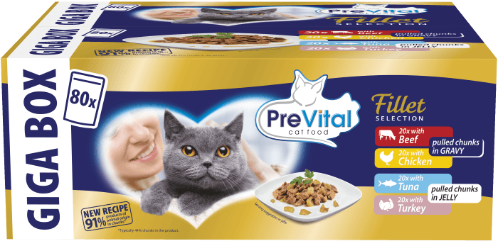 PreVital Kapsičky pro kočky mix masa a ryb v omáčce a v želé 80×85 g