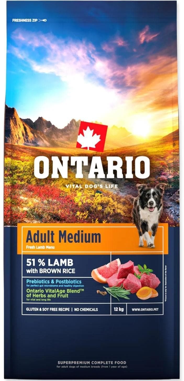 Ontario Adult Medium granule s jehněčím a rýží pro psy