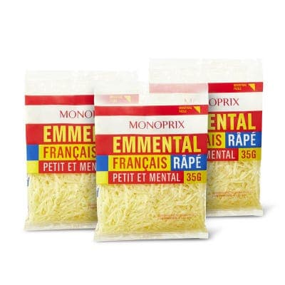 Monoprix Strouhaný ementál, 3x35g