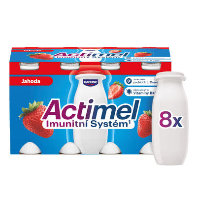 Actimel Probiotický jogurtový nápoj s vitamíny jahoda 8x100g
