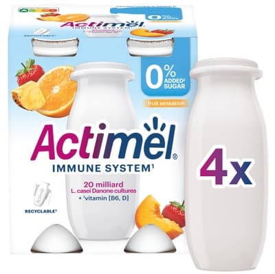 Actimel probiotický jogurtový nápoj s vitamíny Fruit Sensation bez přidaného cukru 4x100g