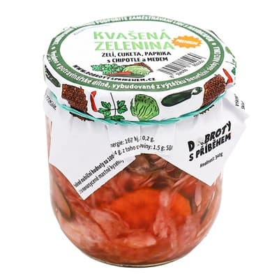 Dobroty s příběhem Kvašená zelenina - zelí, cuketa, paprika s chipotle a medem
