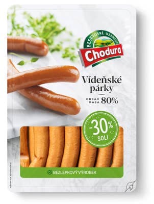 Chodura Vídeňské párky se sníženým obsahem soli (80% masa)