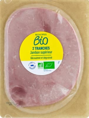 Monoprix BIO Prémiová šunka bez kůže a tuku, 2 plátky