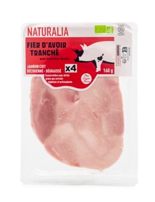 Naturalia BIO Výběrová vepřová šunka se sníženým obsahem tuku, 4 plátky